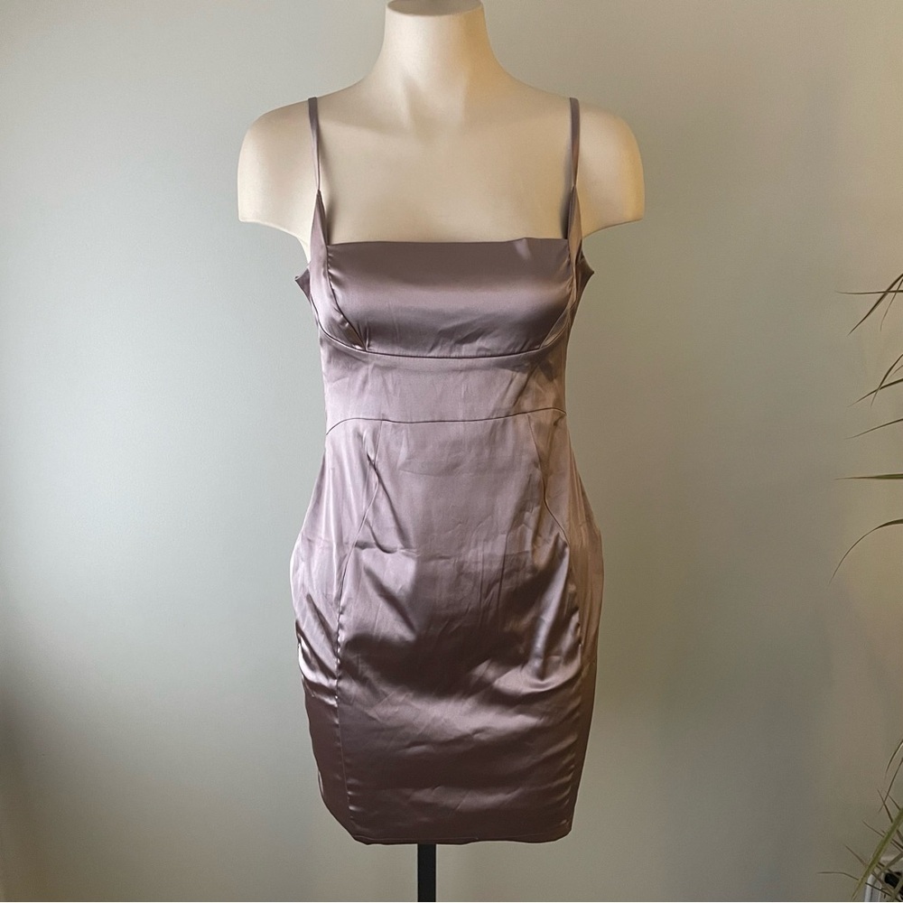 NWT Satin Bodycon Mini Slip Dress Mauve Party Evening Christmas New Years Large